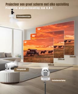 QORA® Mini beamers - Projector - Mini beamer - Wit - 10cm x 10cm x 18cm — thumbnail 5