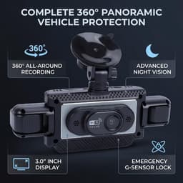 4-kanaals Dashcam - Auto Camera Recorder - Verkeersveiligheid Verbeteren - 360 Graden Dekking - 3 Inch Display - Zwart — thumbnail 2