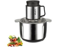 Mini Voedselhakmolen - Keukenmachine Blender - Efficiënt Koken - Krachtige 1000W Motor - 5 Liter Kom - Zilver