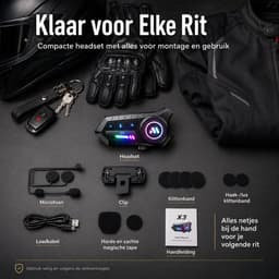 Motorhelm Headset Bluetooth - Draadloze Helm Communicatie - Met Microfoon - Handsfree Bellen en Muziek Luisteren - Waterdicht Ontwerp - Geschikt voor Motor en Scooter - X12 Zwart — thumbnail 2