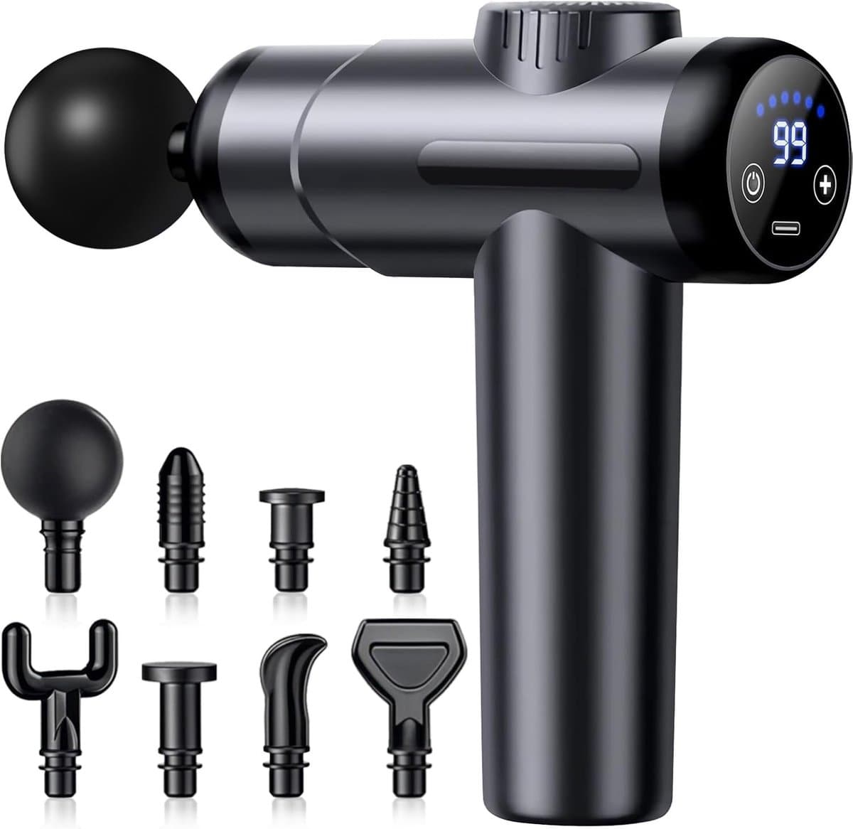Spiermassagepistool - Grijs - Diep weefselmassage - LCD-touchscreen - Voor Spierverlichting — afbeelding 1