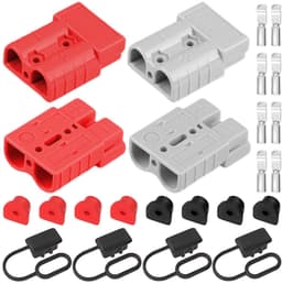SnelShoppen - 4 Pack Snelsluitingen 600V 175A Zware Kwaliteit voor 0-4 AWG Kabels, Vuurvast en Stofkap voor Auto, Motorhome, Grasmaaier (Rood/Grijs) — thumbnail 1