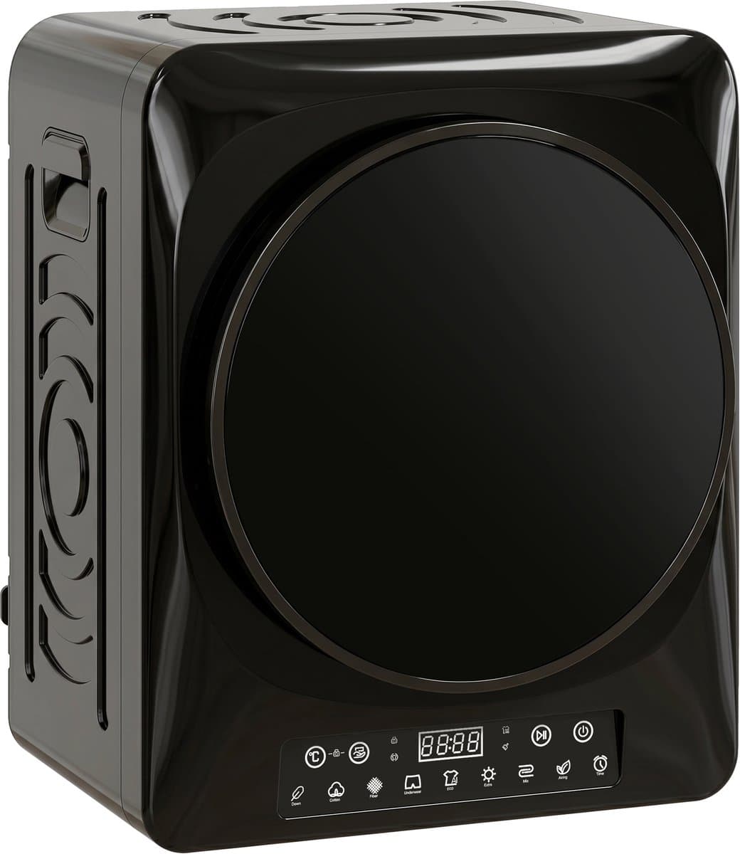 TEKROA® Wasdroger - Compacte wasdroger van 1000 W met afvoer, extra droog- en ECO-standen - timer en temperatuurinstellingen - zwart — afbeelding 1