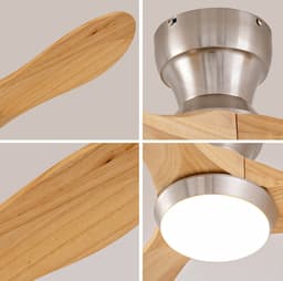 Plafondventilator Met Verlichting En Afstandsbediening - 90 Cm - 6 Snelheden - Hout - Natuurlijk - Voor Woonkamer En Slaapkamer - Omkeerbare Motor — thumbnail 3
