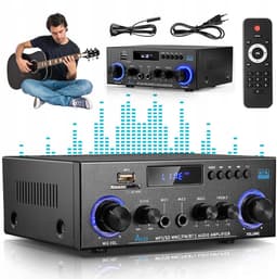 Bluetooth Versterker - HiFi Stereo Versterker - Mini Audioversterker - 2.0 Kanaals - 50W+50W - USB/SD - FM Radio - Microfooningang - Afstandsbediening - Bas & Treble Instelbaar - Voor Karaoke & Home Cinema — thumbnail 1