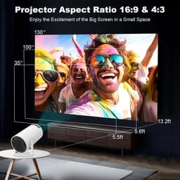 Mini-Projector – Draagbare Slimme Projector – Ultra HD – Ondersteunt Wifi- En Bluetooth-Connectiviteit – Compatibel Met HDMI/USB En Andere Apparaten – Creëer Je Eigen Thuisbioscoop – 180° Draaibaar – Wit — thumbnail 3