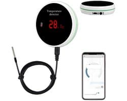 Graffiti Temperatuurdetector - Slimme Wi-Fi Thermometer - Temperatuursensor - Temperatuurregelaar - met Waterdichte Sonde - Wit