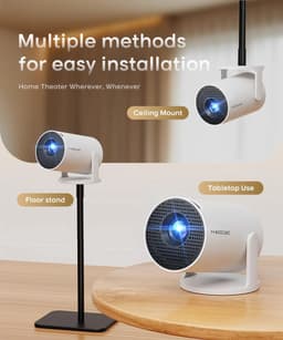 Mini Beamer 720P HD – 290 ANSI Lumen – Android 14 – WiFi 6 – Bluetooth 5.4 – 180° Draaibaar – 140 inch — thumbnail 2