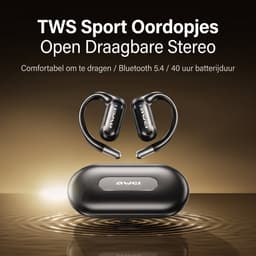 AWEI T93 - Sport Oordopjes - Open-Ear Oorclips - Draadloos Bluetooth Clip On Design - AI-vertaalfunctie - ENC Ruisonderdrukking - IPX6 - 40 Uur Batterijduur - voor Hardlopen - Zwart — thumbnail 3