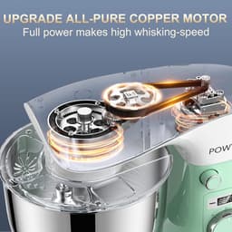 Keukenmachine 1500W – 5L Mengkom – 10 Snelheden – Met Garde, Deeghaak & Klopper — thumbnail 2