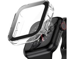 Geschikt voor Apple Watch 7/8/9 45 mm Hoesje - Case Transparant + Screenprotector - Cover Glas