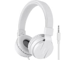 iPad Koptelefoon Kinderen - Hoofdtelefoon Kids Verstelbaar - On-Ear Volumebegrenzing - Wit