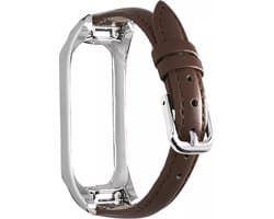 Leer Smartwatch bandje - Geschikt voor Samsung Galaxy Fit 2 leren bandje - bruin - Strap-it Horlogeband / Polsband / Armband