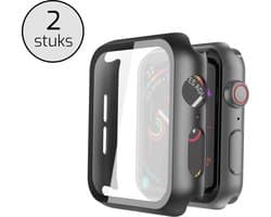 Tempered Glass / Beschermhoes geschikt voor Apple Watch Series 7, 41mm - Beschermkap - Beschermhoes - Screenprotector - 2 stuks / Zwart