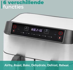 Niceey Dubbele Airfryer XXL - Twee Kookvakken - Dubbele Airfryer - 8.0 Liter - 2460 Watt - Hetelucht friteuse - Incl. Kookboek - Zilver — thumbnail 2