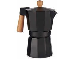 Italian Coffee Pot 6 Cups Wood Aluminium