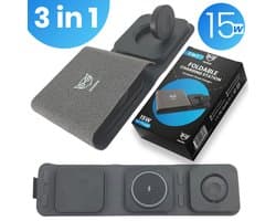 Good2know 3 in 1 Draadloze Oplader pro - Magnetisch & Inklapbaar – 15W Snellader iPhone & Samsung - Ultieme Travel Charger - Oplaadstation Apple – Magsafe oplader