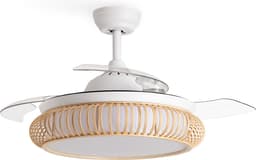 CREATE - Plafondventilator 40W stil Ø107cm intrekbare messen met ledlicht met Wifi van 36W - Koel tot -6ºC - Programmeerbaar - Rieten Afwerking - WIND CLEAR RATTAN — thumbnail 2