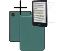 Hoes Geschikt voor Kobo Clara Colour Hoesje Bookcase Cover Hoes Met Screenprotector - Hoesje Geschikt voor Kobo Clara Colour Hoes Cover Case - Donkergroen
