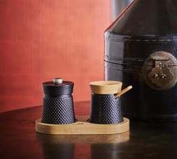 Peugeot Bali Fonte Peper- En Zoutstel 8 cm - Zwart/hout - Gietijzer — thumbnail 3