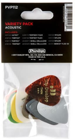 Dunlop PVP112 Acoustic Variety Plectrum 12-Pack - Plectra, light / medium, mix van 12 stuks — thumbnail 3