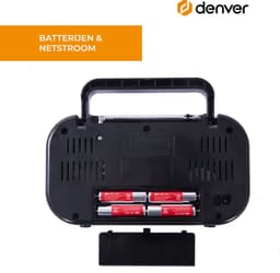 Denver FM Radio Retro - Noodradio / Noodpakket - Werkt op batterij of netstroom - Keukenradio - Draagbare Radio - TR51 - Zwart — thumbnail 3