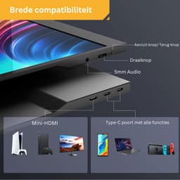 Computerscherm - Portable monitoren - 15.6 Inch - Draagbare monitor voor laptop - Full HD - Draagbaar Scherm — thumbnail 2