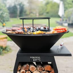 RJRoyal Living Plancha grill BBQ Companero XXL Blackline 2.0 grillring met houtopslag vuurschaal buitenkeuken grillring corten staal — thumbnail 5
