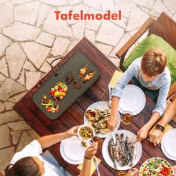 KitchenBrothers Elektrische BBQ - Staand en Tafelmodel Barbecue - Tafelbarbecue - Anti-aanbaklaag - 24x50cm Grilloppervlak - 2200W - Zwart — thumbnail 3