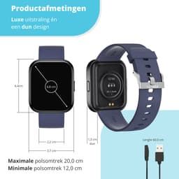 Nexvex® Elite Smartwatch voor Heren - Sporthorloge met Hartslagmeter - Bloeddrukmeter - Stappenteller - Sport Horloge met Belfunctie - Smart Watch Saturatiemeter - Zaklamp - Bluetooth Activity Tracker - Android/iOS - 2.0 Inch - Blauw — thumbnail 3
