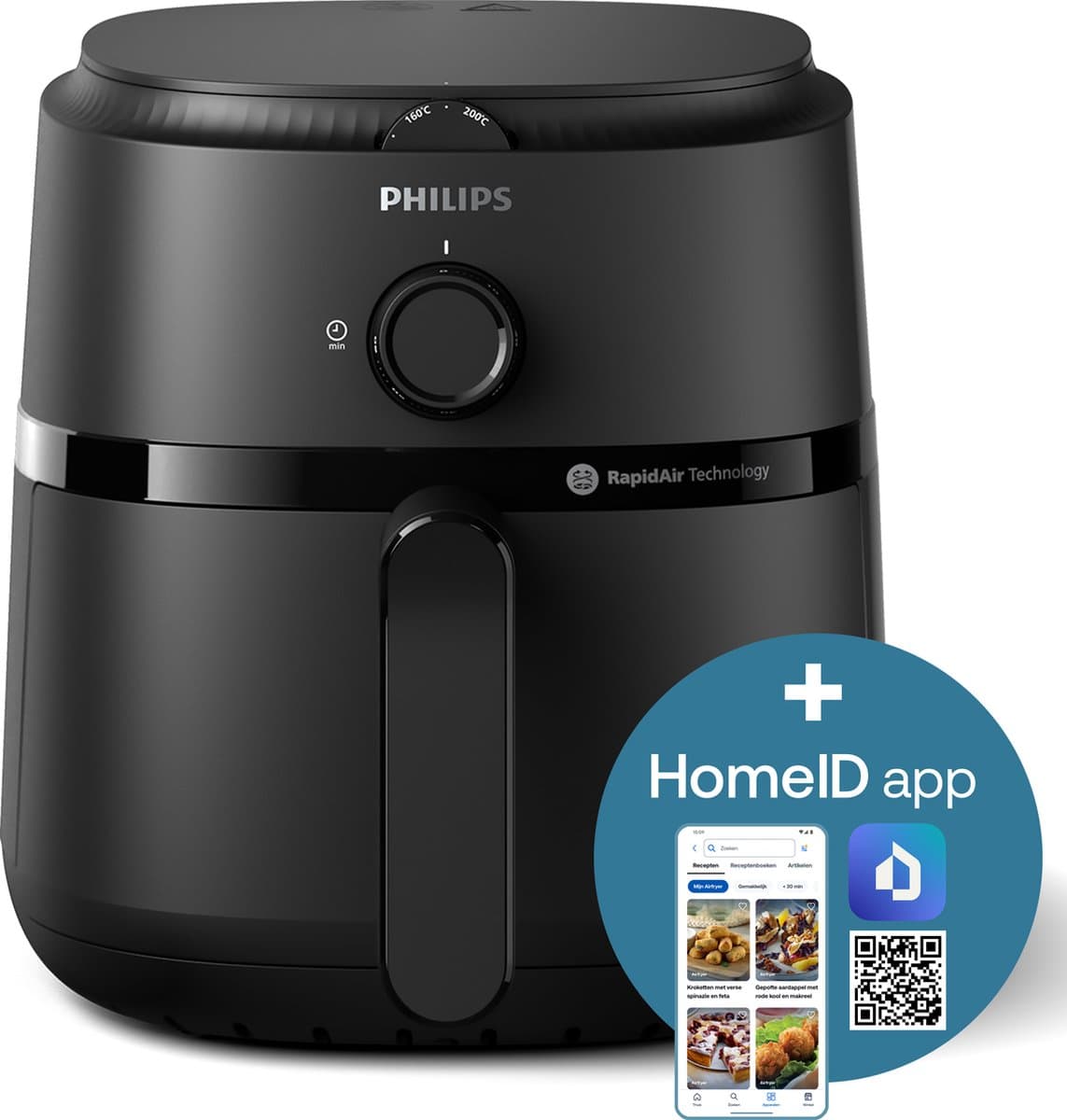 Philips 1000 Series Airfryer - NA120/00 - Draaiknopbediening - 4.2L - Tot 4 Personen - Zwart — afbeelding 1