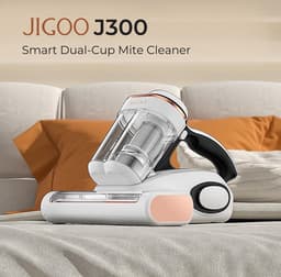 JIGOO J300 Dual-Cup Smart Anti-Mijt Stofzuiger Voor Bed, 13KPa Zuigkracht, 55 Celsius Hete Lucht, UV Licht, 99,9% Verwijdert Mijten, 0,5L Stofbeker — thumbnail 5