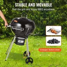 MS® - Barbecue op poten - Met wielen - BBQ grill - Houtskoolgrill met deksel - Met asopvang bak - Met handgreep - Grill Rooster van 55 cm - 83 x 68,5 x 105 cm — thumbnail 3