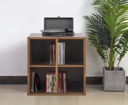 VDD Vinyl - Platenspeler Meubel - Lp kast - Vinyl kast - Platenspeler kast - Lp meubel - Platen kast - Vinyl opberg systeem - Lp platen opbergkast - Opbergen lp vinyl platen - Vinyl opbergkas - Vinyl houder - 4 open vakken - 70 x 70 x 34 cm - bruin — thumbnail 5