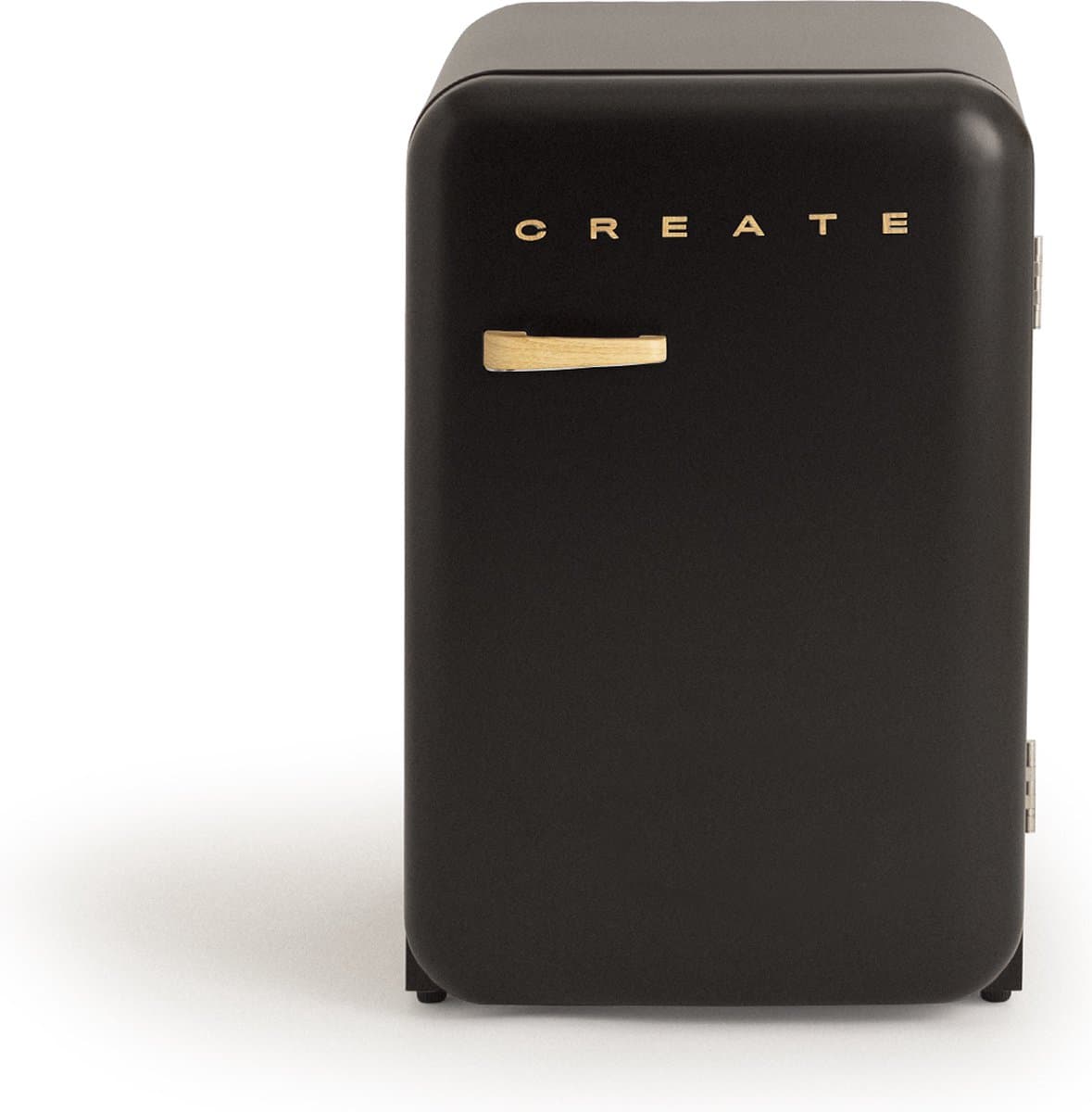CREATE - Koelkast in retrostijl - Zwart - Handvat Hout - FRIDGE RETRO 107L — afbeelding 1