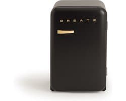 CREATE - Koelkast in retrostijl - Zwart - Handvat Hout - FRIDGE RETRO 107L