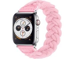 Nylon Smartwatch bandje - Geschikt voor Apple Watch 1/2/3/4/5/6/7/8/9/10/11/SE/SE2/SE3 Twisted gevlochten bandje - roze - Strap-it Horlogeband / Polsband / Armband - maat: 38 / 40 / 41 / 42mm