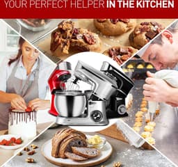 Royalty Line® PKM1900BG 3 in 1 Keukenmachine - 6.5 L Keukenrobot - 1900W Foodprocessor - Keukenmixer Met Blender & Vleesmolen - Zilver — thumbnail 3