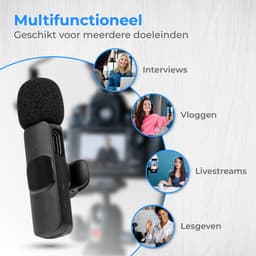 Nuvance Draadloze Microfoon - Geschikt voor Usb-C & 8-Pin - Lavalier - Microfoon Draadloos - Dasspeld - Plug & Play — thumbnail 4