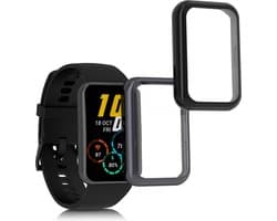 kwmobile 2x smartwatch hoes geschikt voor Huawei Watch Fit 2 hoesje - Siliconen sporthorloge cover - Activity tracker case in zwart / antraciet