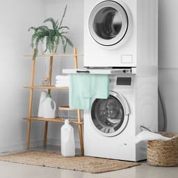Tussenstuk voor wasmachine en droger – Universeel tussenbouwframe met uittrekbare waslijn 60,5x54,5 cm in wit ML design — thumbnail 2