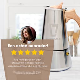 Moka Pot Percolator Inductie 300 ml 6 Kops – RVS Koffiezetapparaat met Houtlook Handvat – Espresso Maker – Leonomics — thumbnail 4