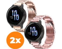 Smartwatch bandjes - 2 pack - Stalen bandje schakelarmband geschikt voor Garmin Venu 2s / Garmin Vivomove 3s / Garmin Vivoactive 4s bandje staal metaal schakels - Set van 2 - Band smartwatch metaal - Rosé goud - Roze
