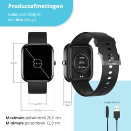 Nexvex® Deluxe Smartwatch voor Dames en Heren - Sporthorloge met Hartslagmeter - Bloeddrukmeter - Stappenteller - Sport Horloge met Belfunctie - Smart Watch Saturatiemeter - Zaklamp - Bluetooth Activity Tracker - Android/iOS - 2.0 Inch - Zwart — thumbnail 3