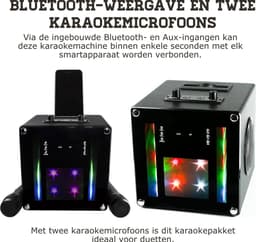 Karaoke Set Voor Volwassenen - Karaokesets Met 2 Microfoons + Geluidsgevoelige Lichten - Box + Draadloze Microfoon - 5W — thumbnail 5