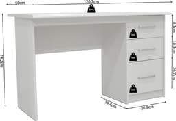 Bureau 120 cm met lades – compact wit bureau met opbergruimte — thumbnail 5