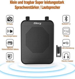 Spraakversterker - Stemversterker - geluidversterker - Draagbare Bluetooth Luidspreker (30 W) met 7,4 V/2800 mAh Lithium Batterij en Microfoon Headset - Oplaadbare Stemversterker voor Leraren - Reizigers - Vergaderingen - Muzikanten - Muziek — thumbnail 2