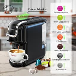 HiBrew - Koffiezetapparaat 5-in-1 – Koffiemachine + Melkschuimer – Meerdere Capsules – Koffiepadmachine - Heet/Koud – 19Bar – 1450W – Zwart — thumbnail 3