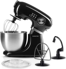 GOURMETmaxx Keukenmachine & roerapparaat, multifunctionele keukenhulp incl. mengkom en opzetstukken, krachtige mixer met garde en meer, elektrische kneedmachine, zwart — thumbnail 1
