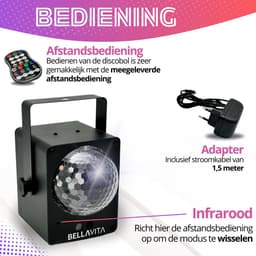 BELLAVITA ® Discolamp - Magic - Discobal - Disco - Discolamp kinderen - Party - Feest - Stroboscoop - Party Lights - Disco Lamp - Disco Laser - DJ set — thumbnail 3